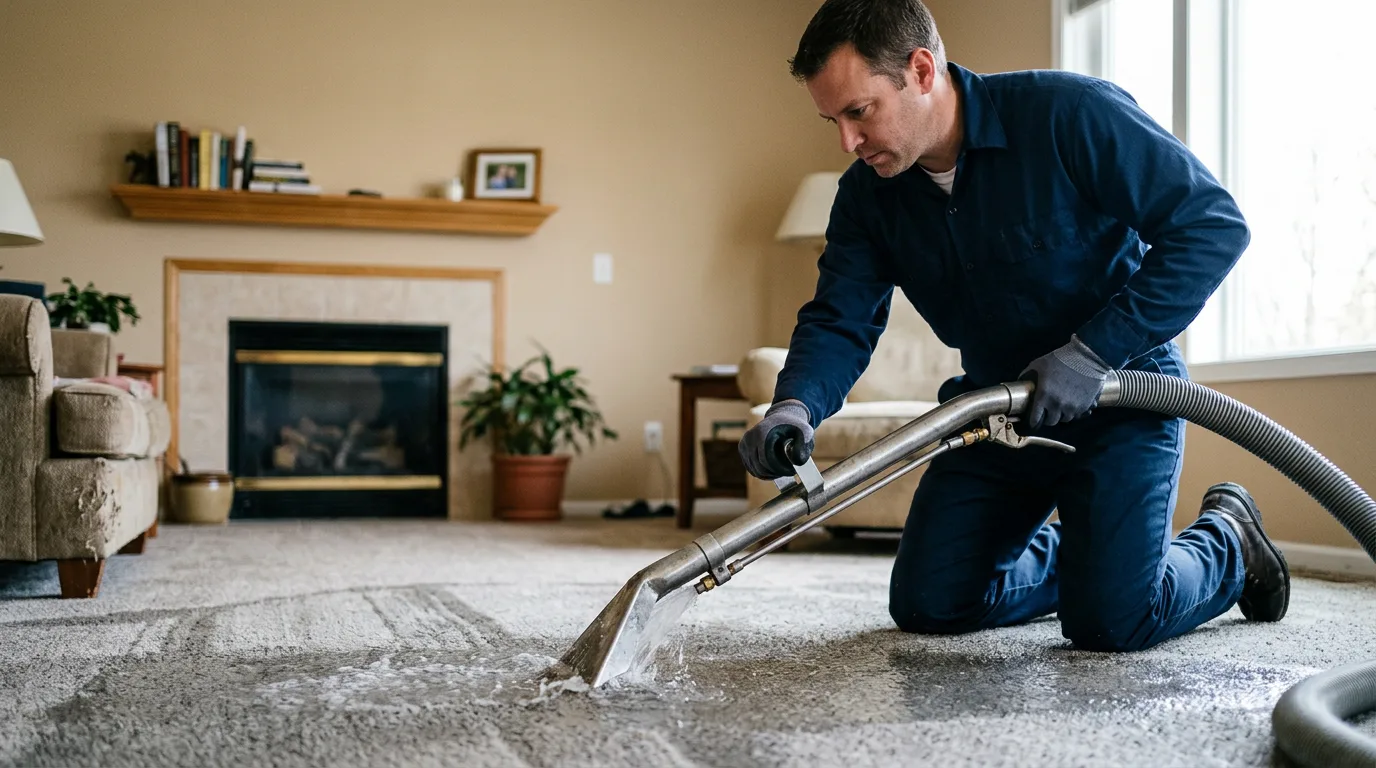Water damage restoration technician working near Novato, CA